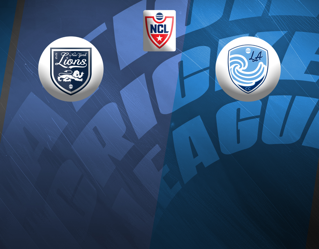 Match 2 of national cricket league, 2024: new york lions cc vs los angeles waves cc banner