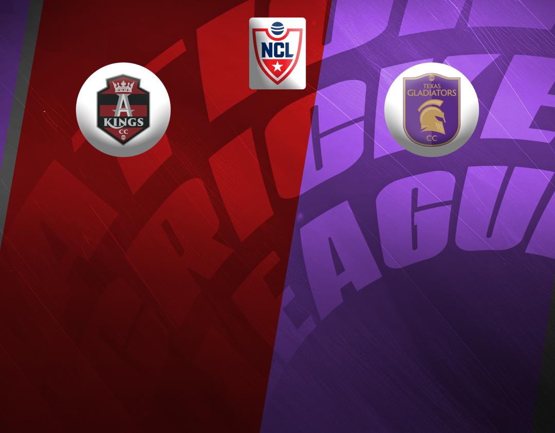 Match #17 of national cricket league, 2024: texas gladiators cc vs atlanta kings cc banner