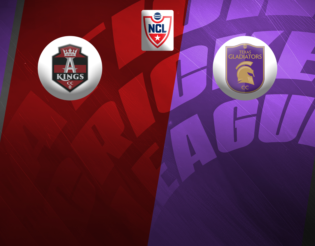 Match #14 of national cricket league, 2024: atlanta kings cc vs texas gladiators cc banner