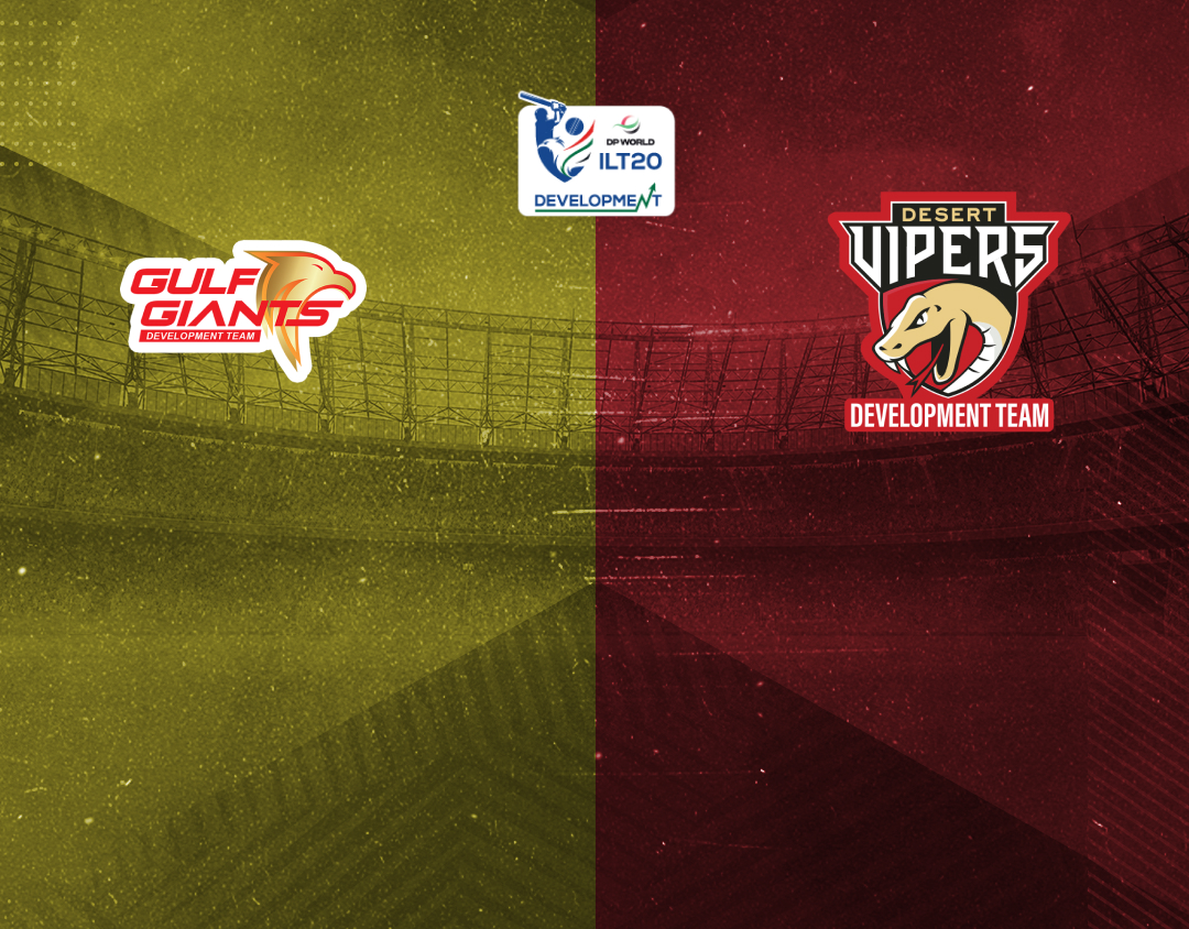 Match 8 of ilt20 development tournament, 2024: gulf giants development vs desert vipers development banner