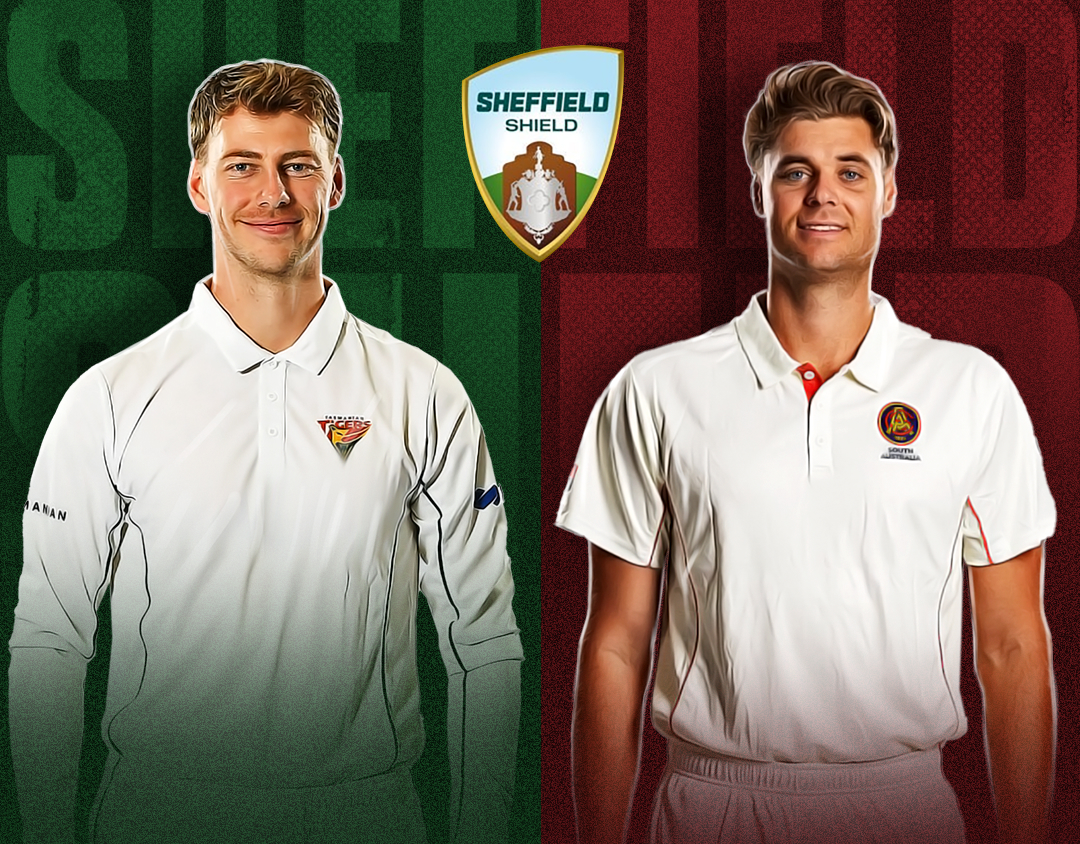 Match 18 of sheffield shield, 2024-25: tasmania vs south australia banner