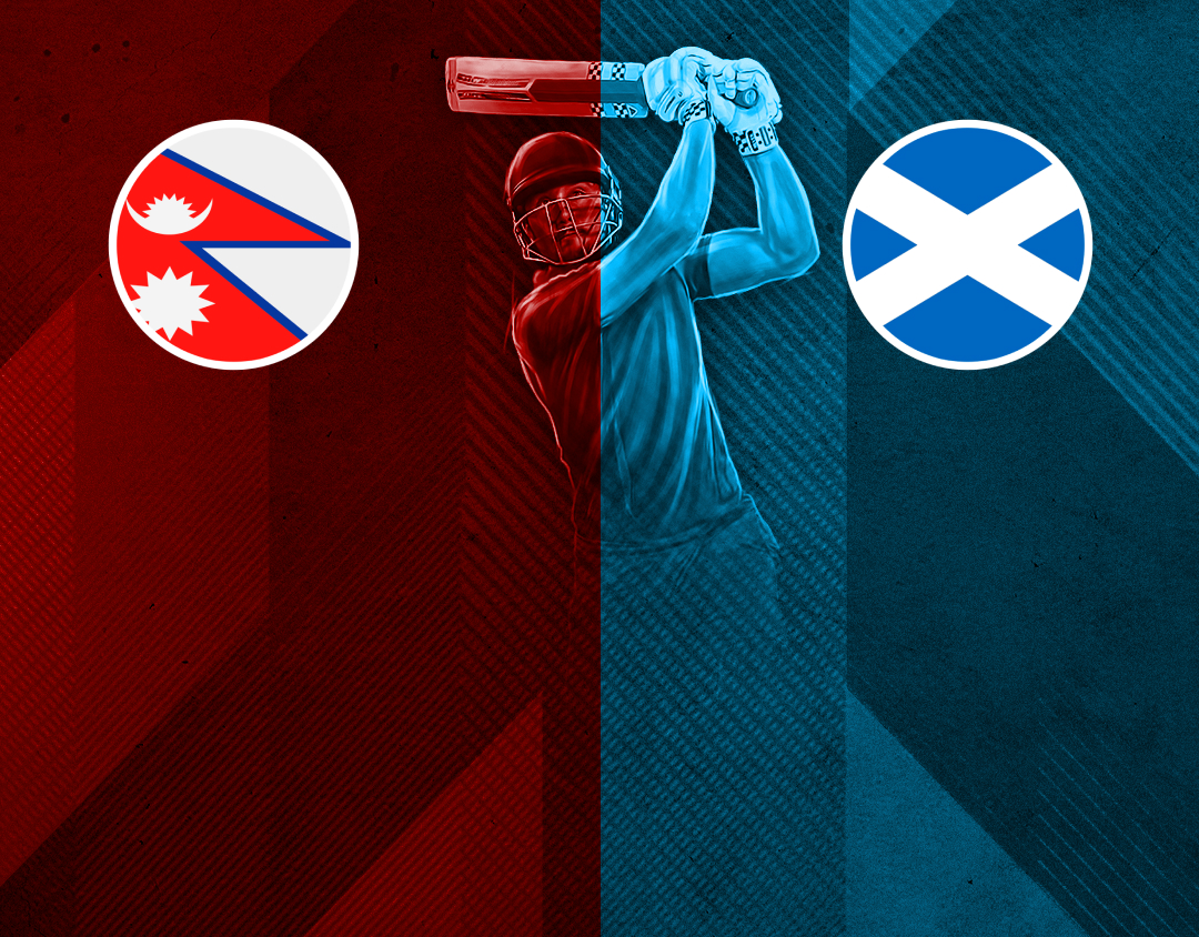 Match 39 of icc cwc league 2, 2023-27: nepal vs scotland banner