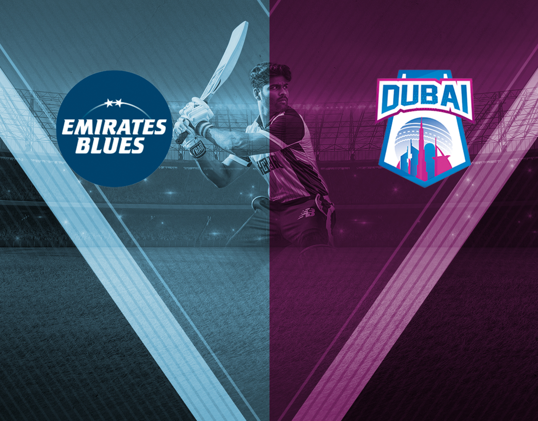 Match 6 of emirates d20, 2024: emirates blues vs dubai banner