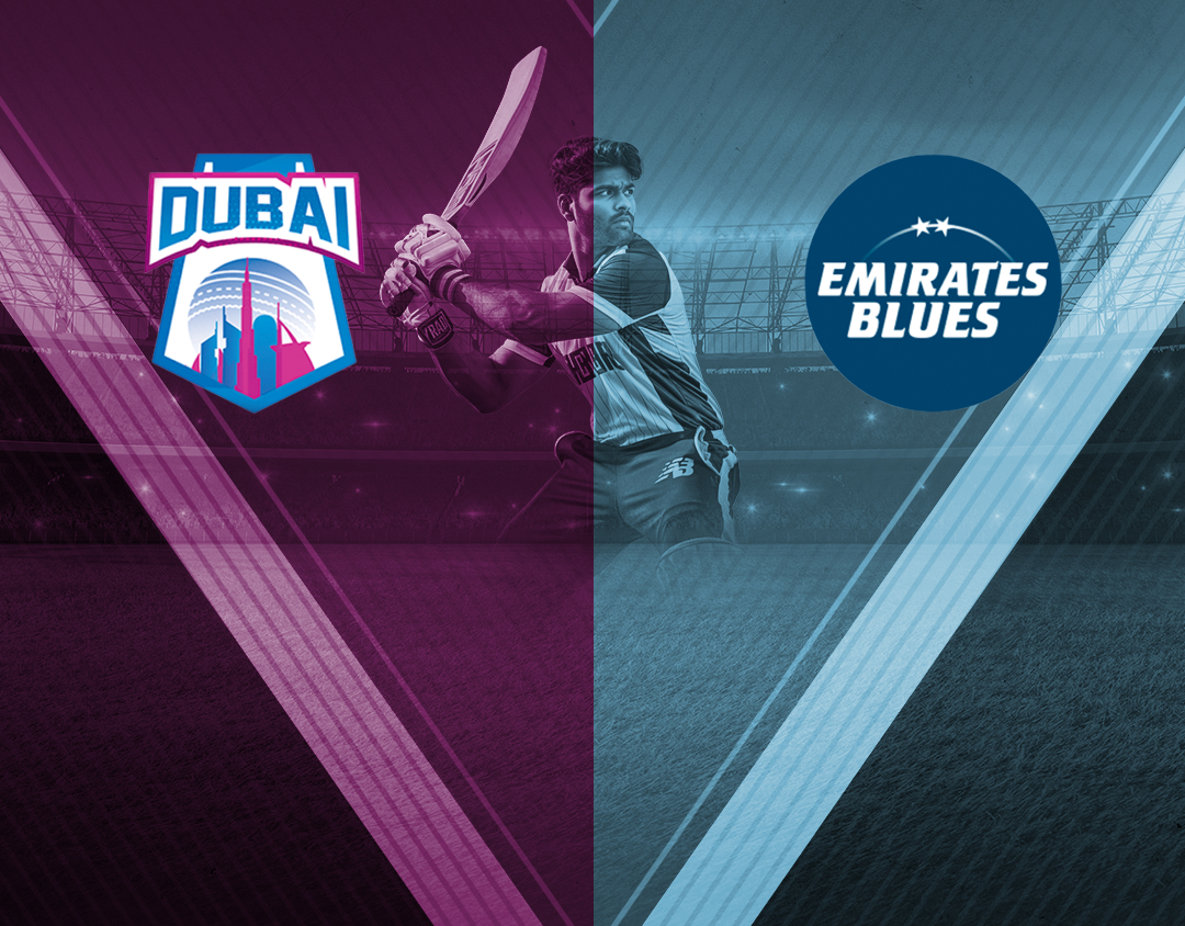 Match 22 of emirates d20, 2024: dubai vs emirates blues banner