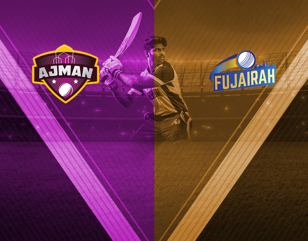 Match 26 of emirates d20, 2024: ajman vs fujairah banner