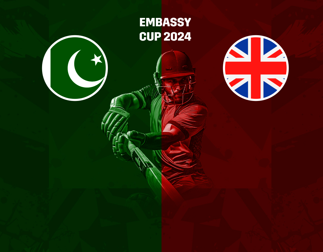 Group b - match 3 of embassy cup, 2024: pakistan embassy xi vs british embassy xi banner