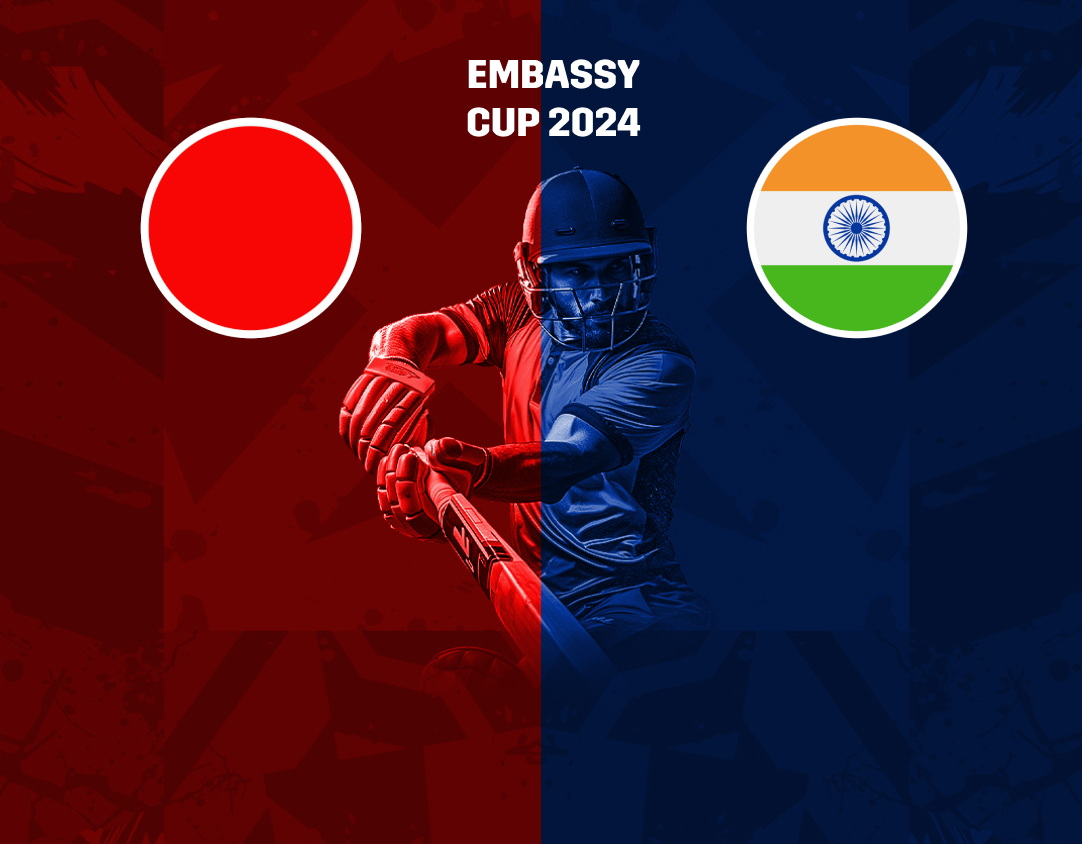 Group a - match 3 of embassy cup, 2024: japan xi vs indian embassy xi banner