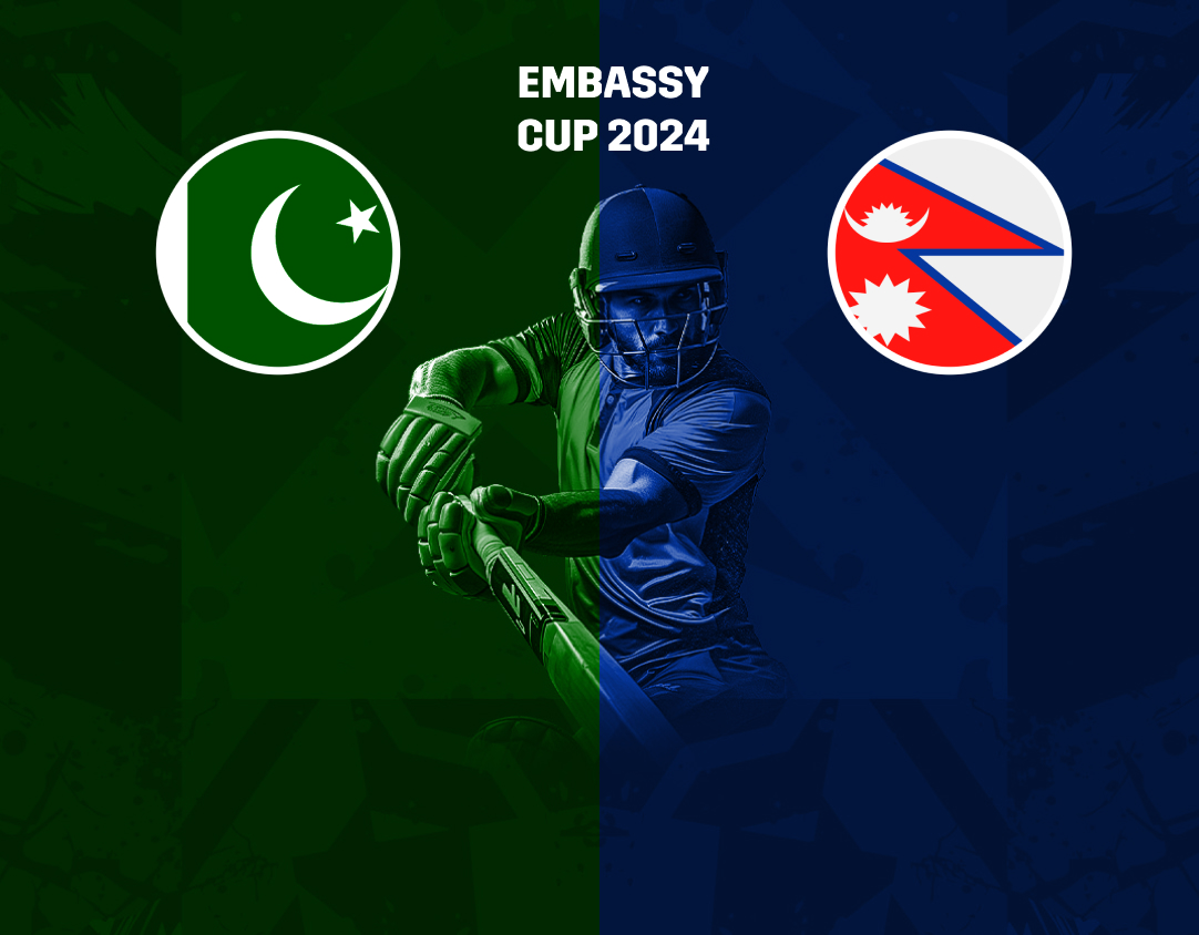 Group b - match 5 of embassy cup, 2024: nepal embassy xi vs pakistan embassy xi banner