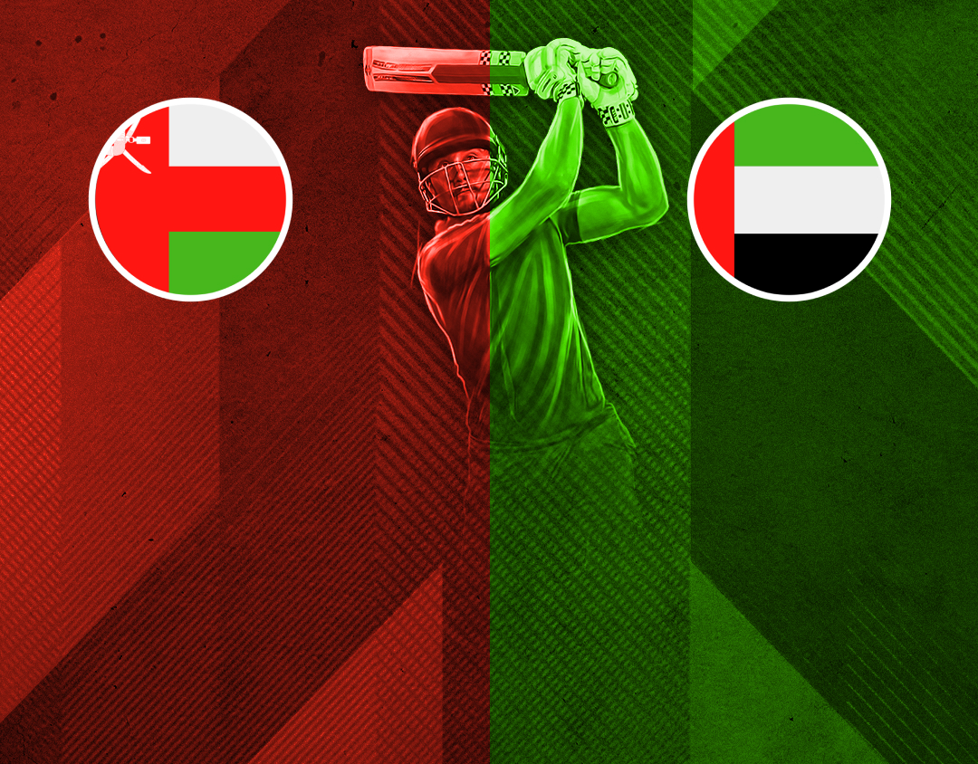 Match 41 of icc cwc league 2, 2023-27: oman vs united arab emirates banner
