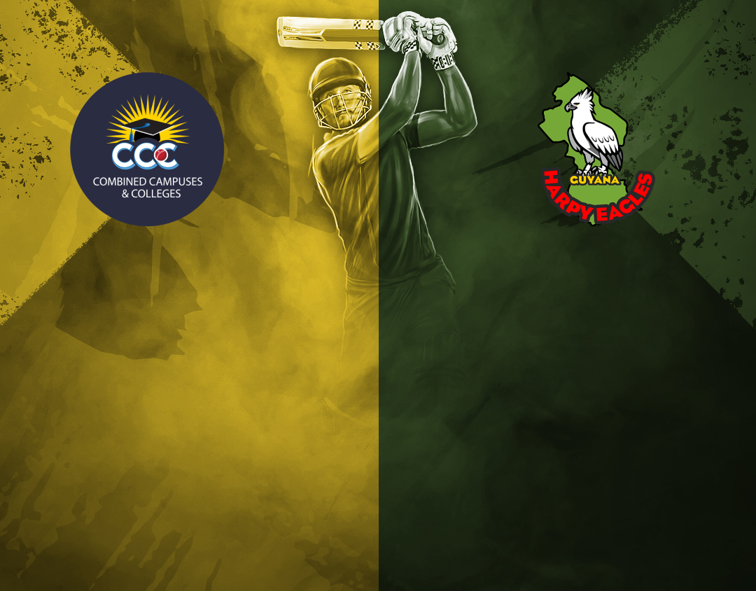 Match 5 of cg united super50 cup, 2024: combined campuses and colleges vs guyana harpy eagles banner