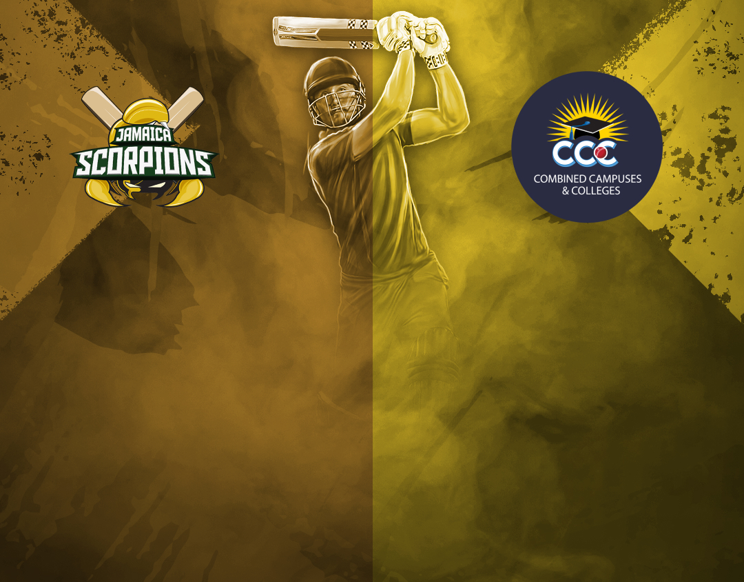Match 19 of cg united super50 cup, 2024: jamaica scorpions vs combined campuses and colleges banner