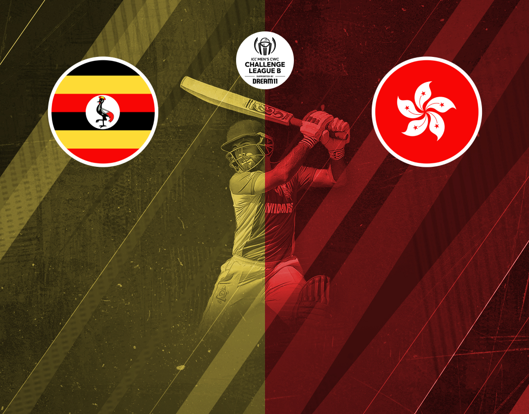 Match 6 of icc cwc challenge league b, 2024-26: uganda vs hong kong, china banner