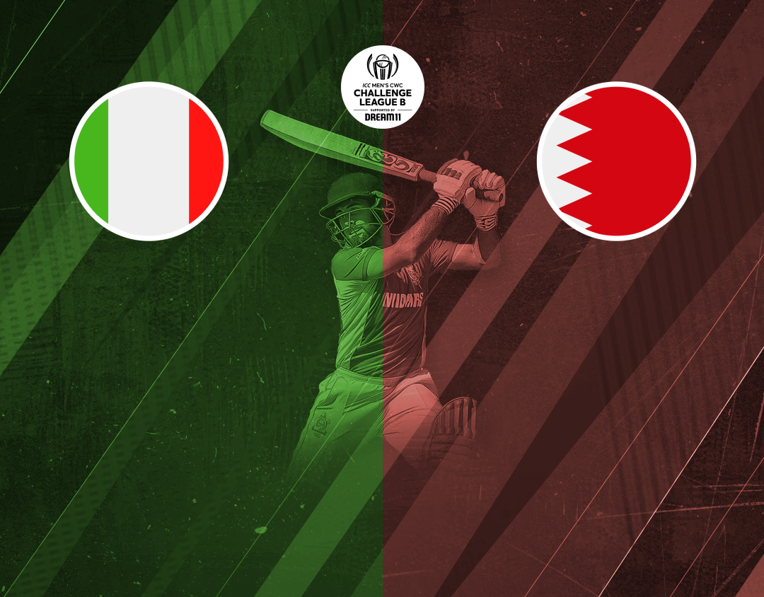 Match 8 of icc cwc challenge league b, 2024-26: italy vs bahrain banner