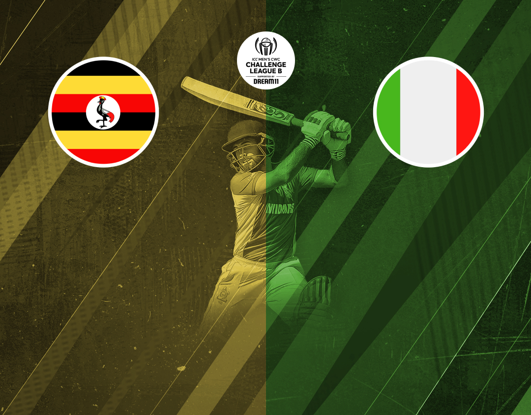 Match 11 of icc cwc challenge league b, 2024-26: uganda vs italy banner