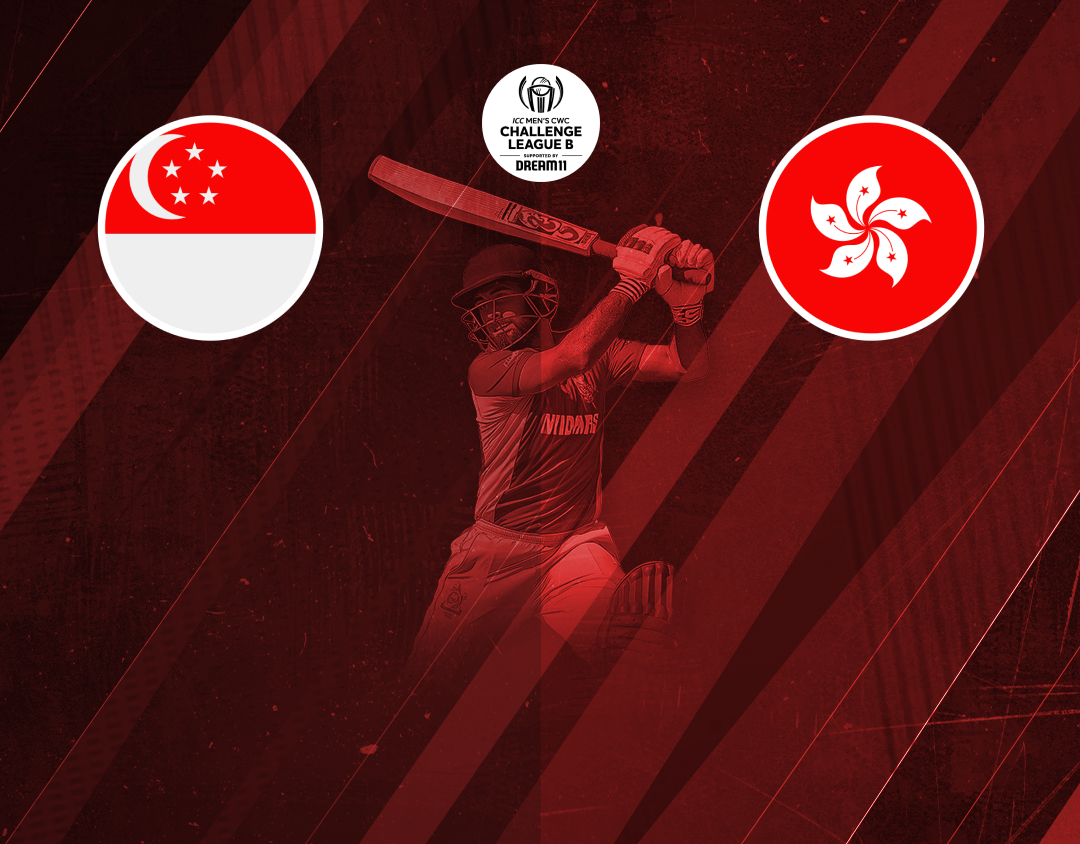Match 13 of icc cwc challenge league b, 2024-26: singapore vs hong kong, china banner