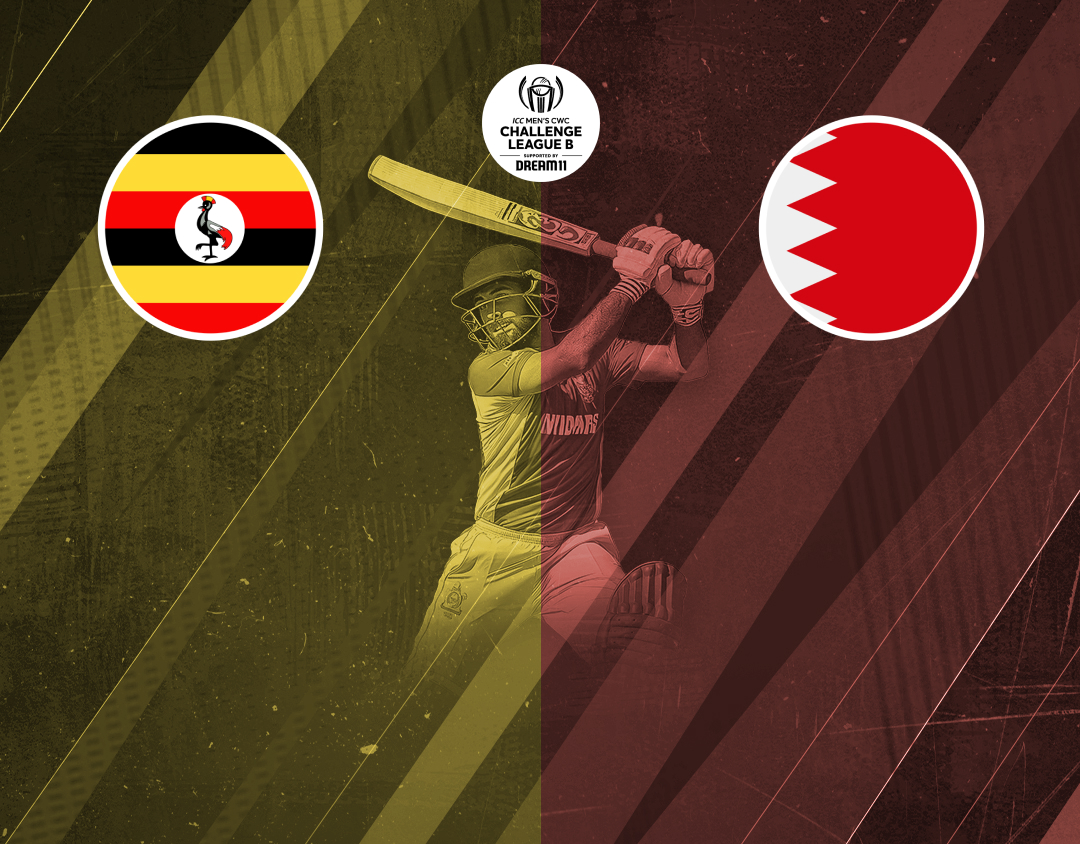 Match 15 of icc cwc challenge league b, 2024-26: uganda vs bahrain banner