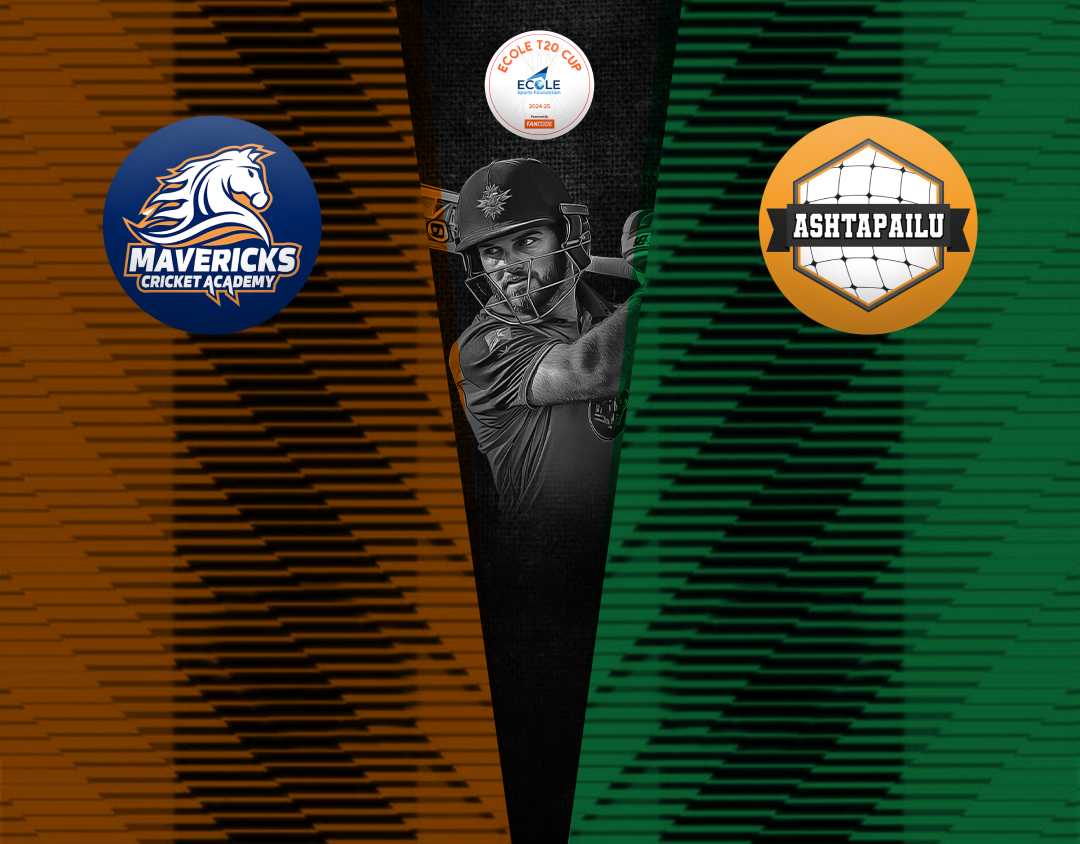 Match 3 of ecole t20 cup, 2024: mavericks academy vs ashtapailu sports banner