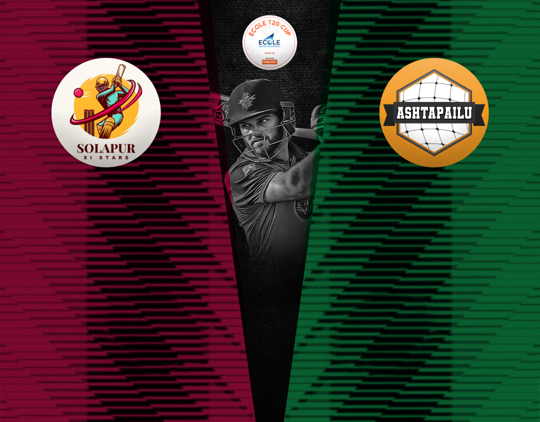 Match 28 of ecole t20 cup, 2024: solapur stars xi vs ashtapailu sports banner