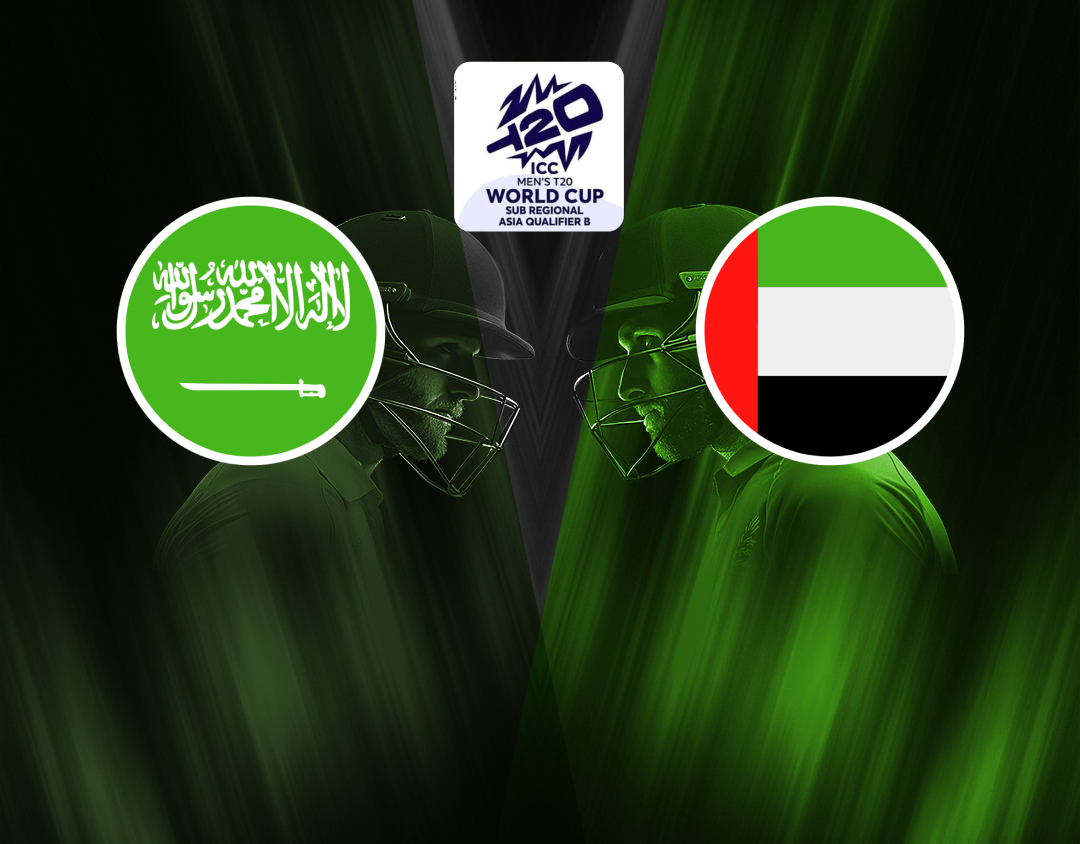 Match 6 of icc men's t20 world cup asia qualifier b, 2024: saudi arabia vs united arab emirates banner