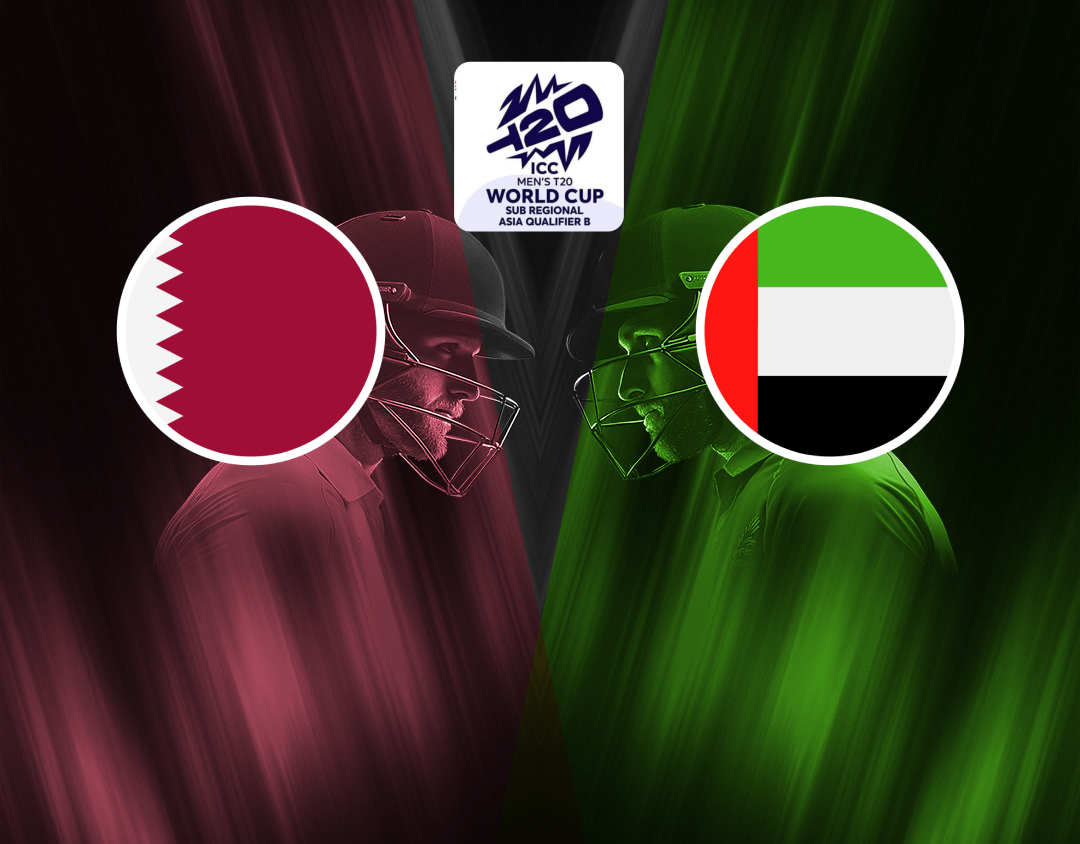 Match 18 of icc men's t20 world cup asia qualifier b, 2024: qatar vs united arab emirates banner