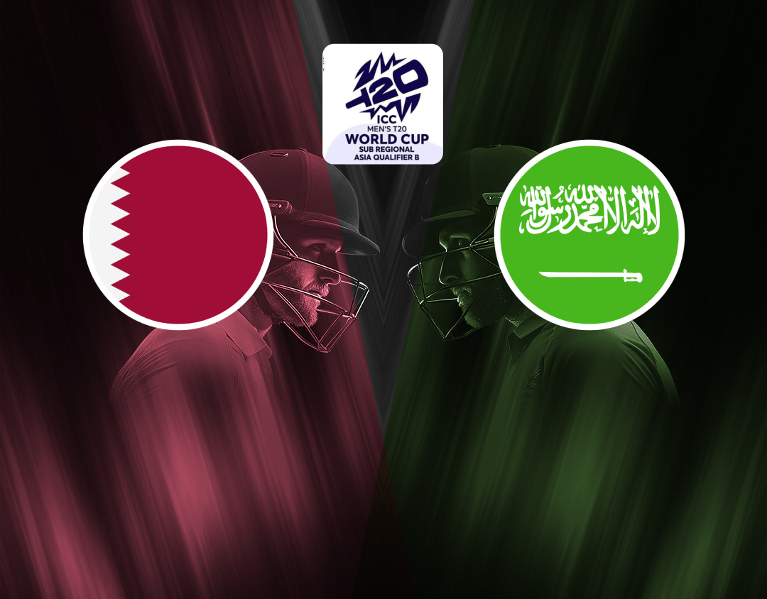 Match 20 of icc men's t20 world cup asia qualifier b, 2024: qatar vs saudi arabia banner