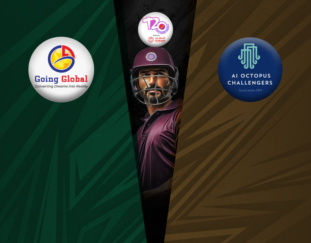 Match 2 of kcc t20 challengers a league, 2024-25: going global vs ai octopus challengers banner