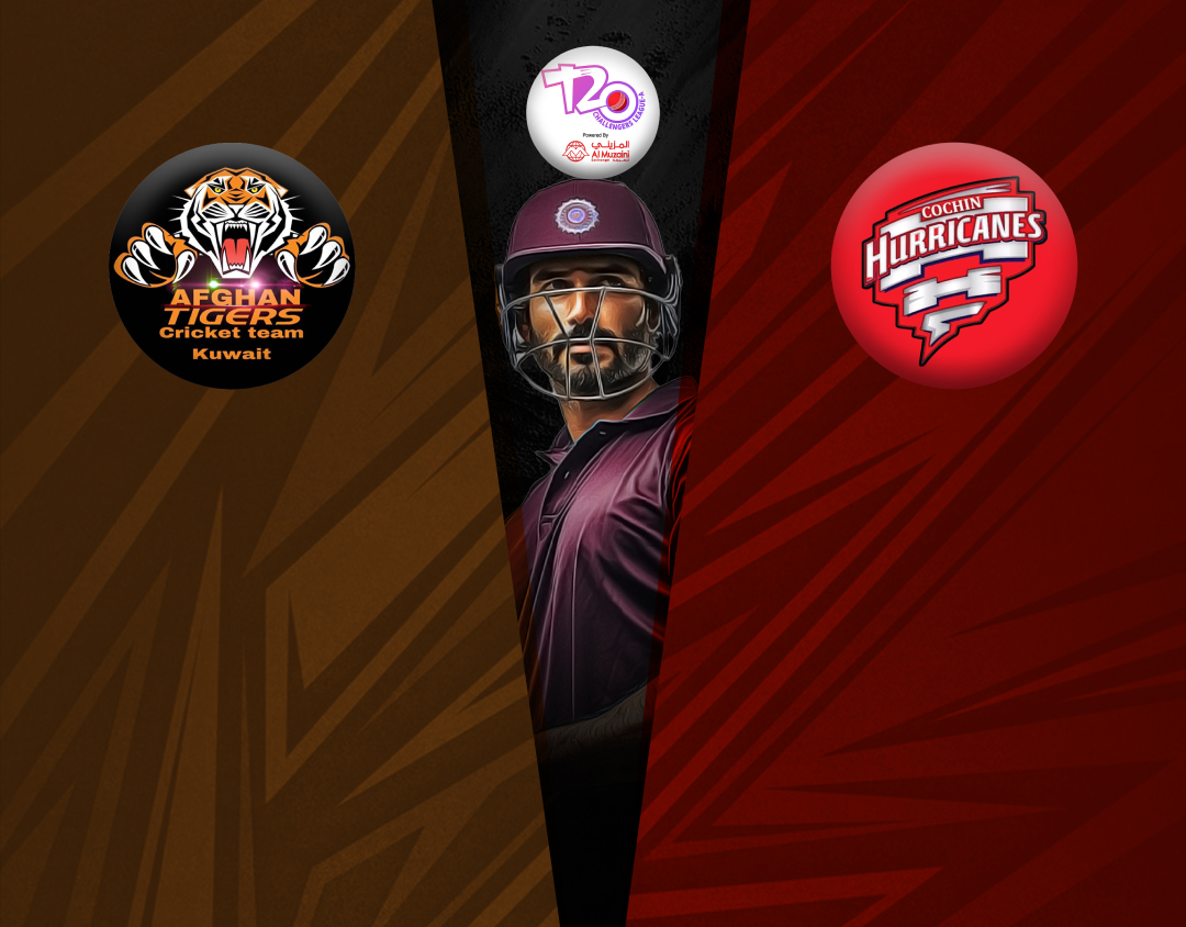 Match 36 of kcc t20 challengers a league, 2024-25: afghan tigers vs cochin hurricanes banner