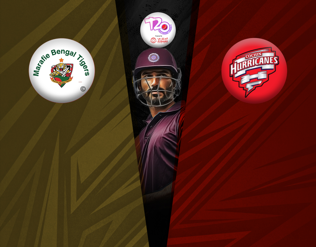 Match 19 of kcc t20 challengers a league, 2024-25: marafie bengal tigers vs cochin hurricanes banner