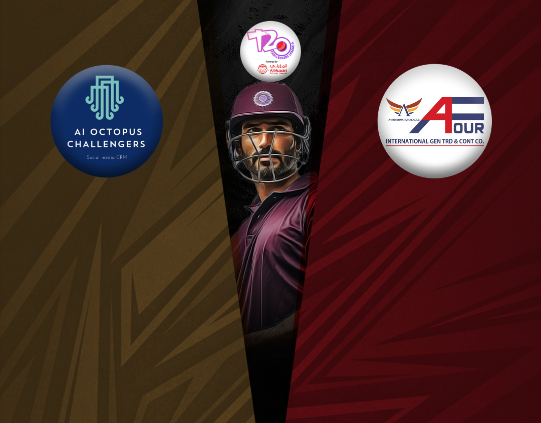 Match 20 of kcc t20 challengers a league, 2024-25: ai octopus challengers vs a four cc banner