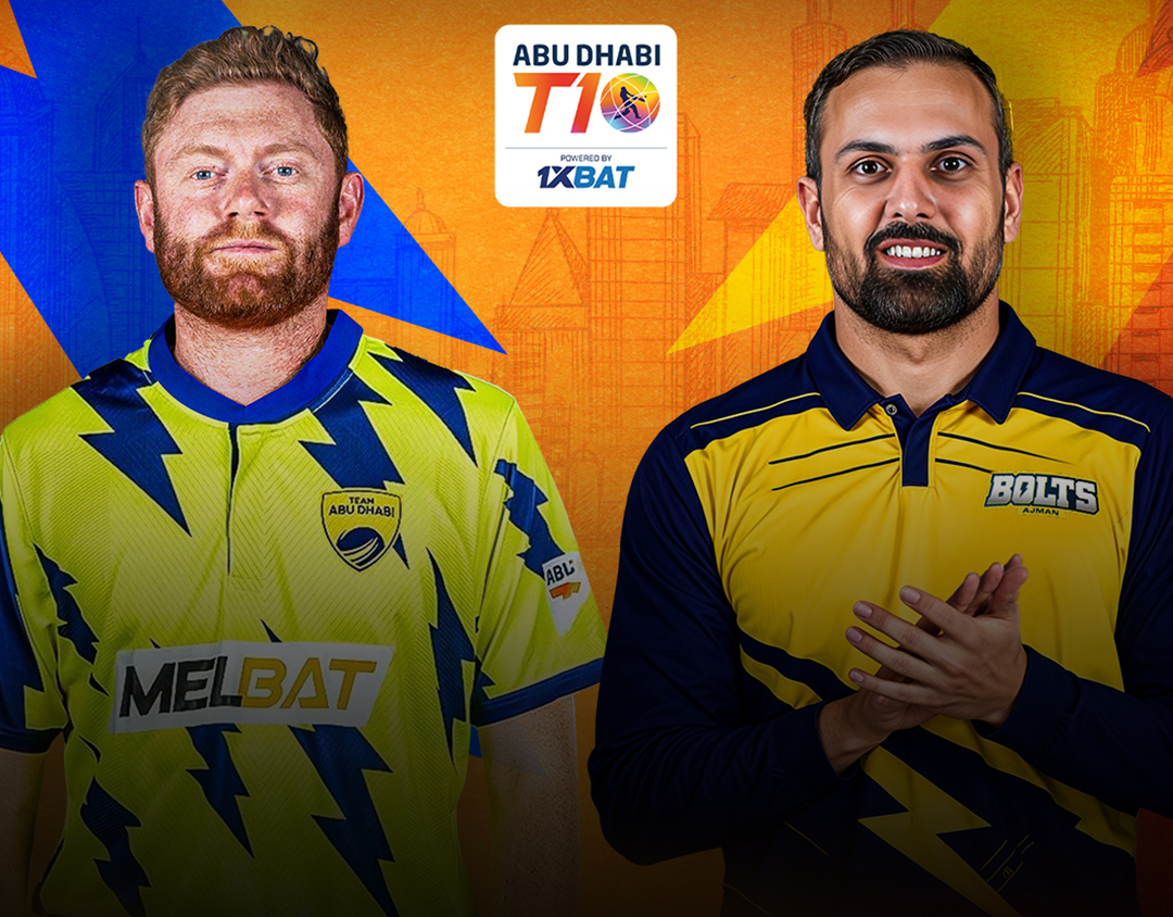 Match 1 of abu dhabi t10 league, 2024: team abu dhabi vs ajman bolts banner