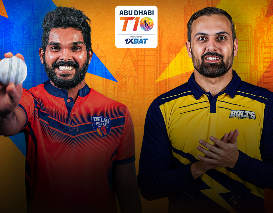 Match 13 of abu dhabi t10 league, 2024: delhi bulls vs ajman bolts banner