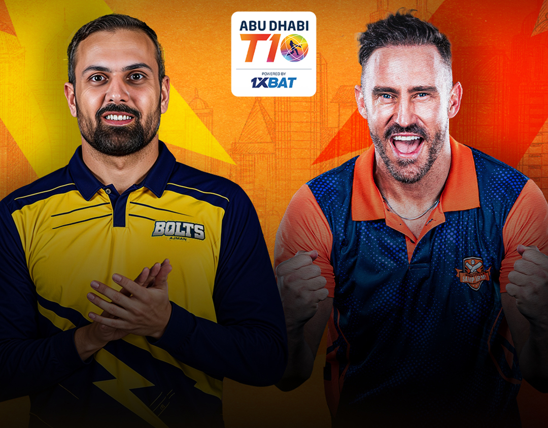 Match 34 of abu dhabi t10 league, 2024: ajman bolts vs morrisville samp army banner