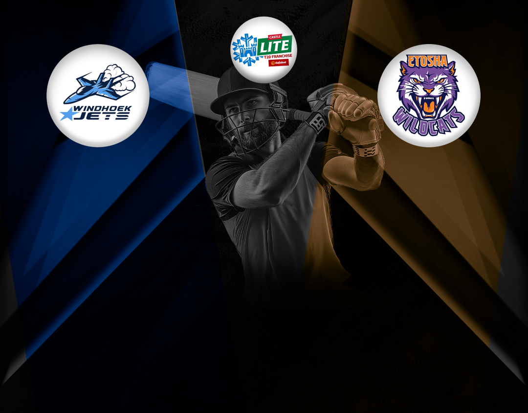 Match 12 of castle lite t20, 2024: green windhoek jets vs etosha wildcats banner