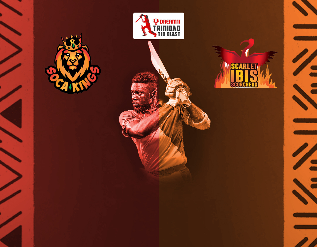 Match 3 of dream11 trinidad t10 blast, 6th edition, 2024: soca kings vs scarlet ibis scorchers banner