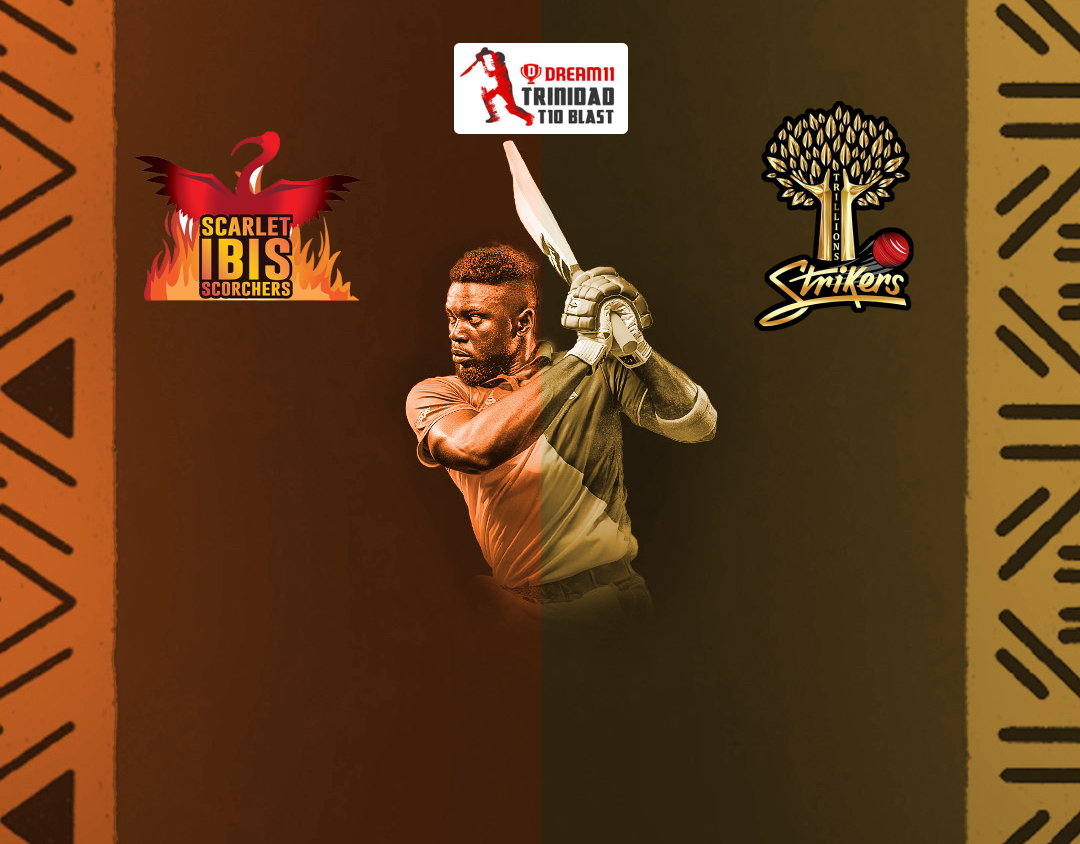 Match 6 of dream11 trinidad t10 blast, 6th edition, 2024: scarlet ibis scorchers vs trillions system ltd strikers banner