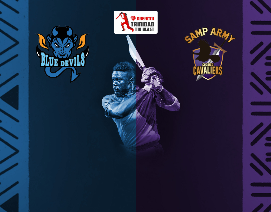 Match 10 of dream11 trinidad t10 blast, 6th edition, 2024: blue devils vs samp army cocrico cavaliers banner