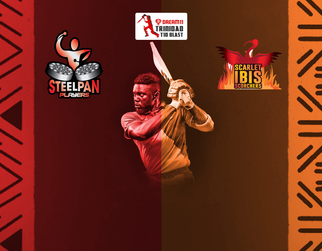 Match 11 of dream11 trinidad t10 blast, 6th edition, 2024: woodland steelpan players vs scarlet ibis scorchers banner