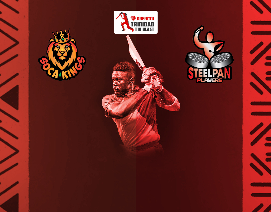 Match 13 of dream11 trinidad t10 blast, 6th edition, 2024: soca kings vs woodland steelpan players banner