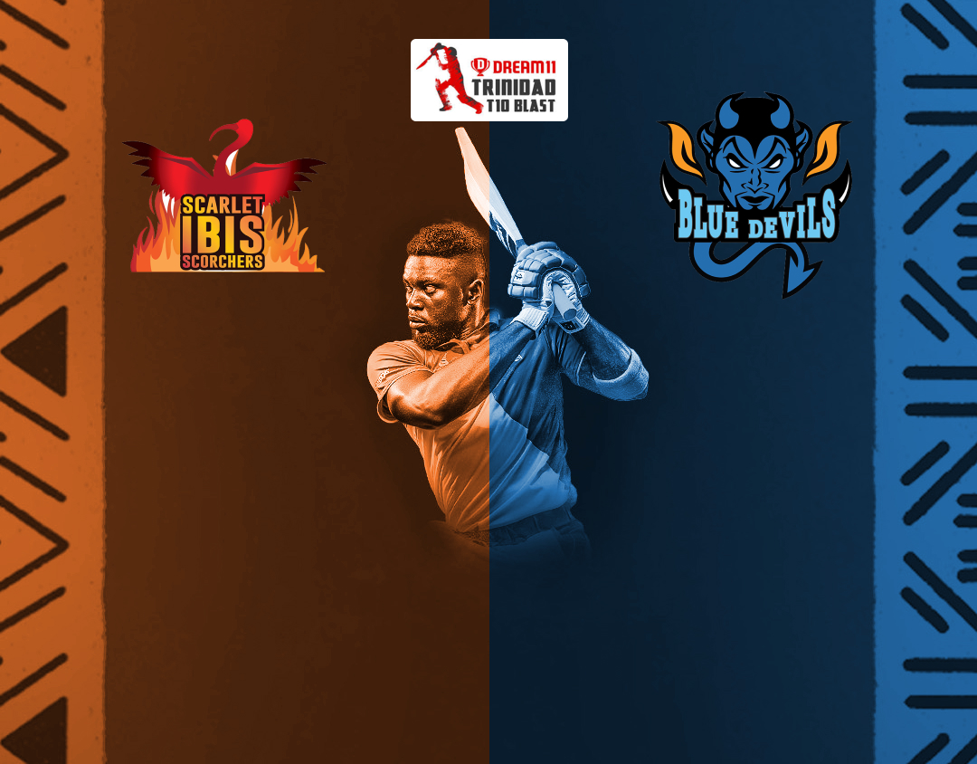 Match 16 of dream11 trinidad t10 blast, 6th edition, 2024: scarlet ibis scorchers vs blue devils banner