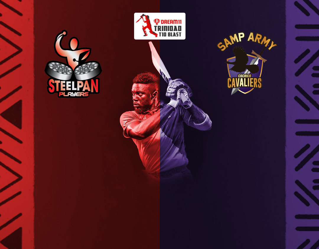 Match 27 of dream11 trinidad t10 blast, 6th edition, 2024: woodland steelpan players vs samp army cocrico cavaliers banner