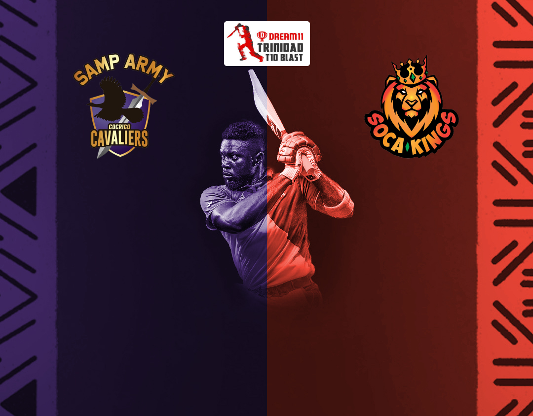 Match 30 of dream11 trinidad t10 blast, 6th edition, 2024: samp army cocrico cavaliers vs soca kings banner