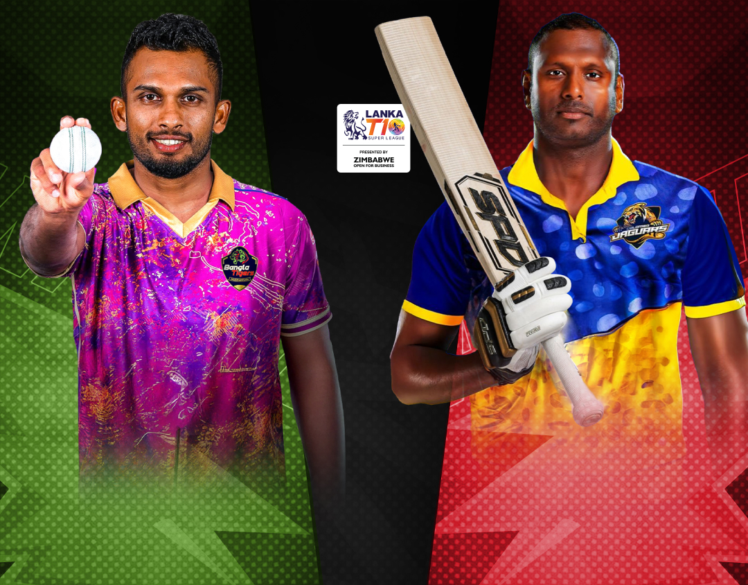 Match 17 of lanka t10 super league, 2024: hambantota bangla tigers vs colombo jaguars banner