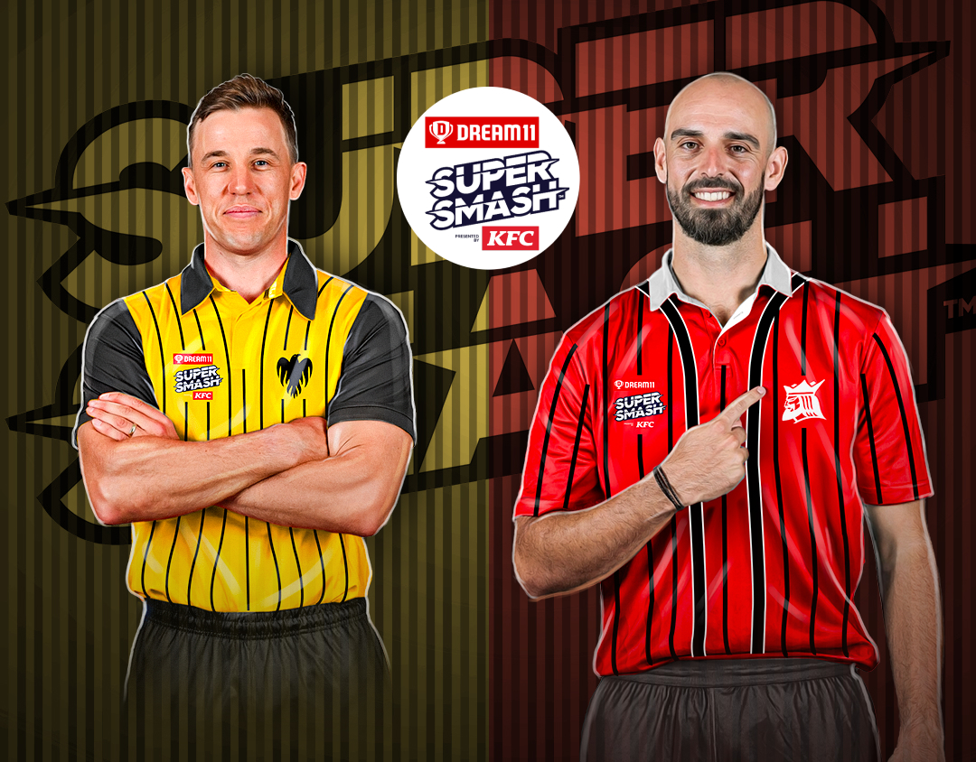 Match 22 of dream11 super smash, 2024-25: wellington firebirds vs canterbury banner