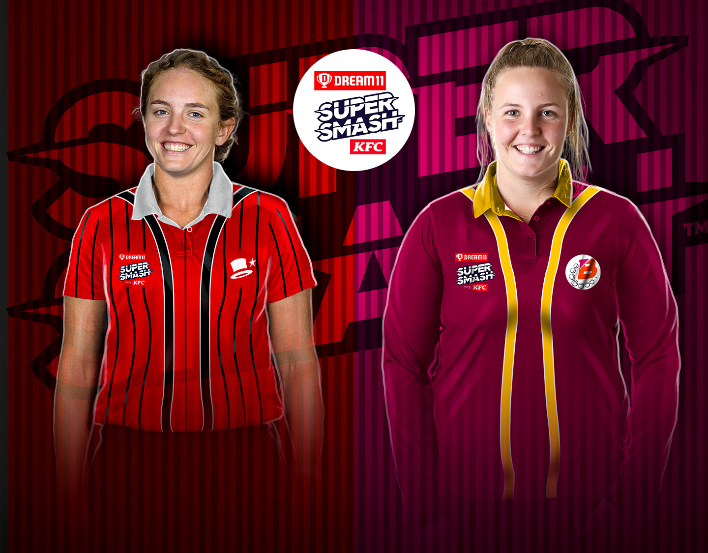 Match 28 of dream11 women's super smash, 2024-25: canterbury magicians vs northern brave women banner