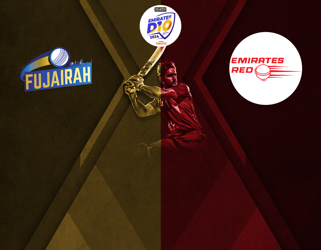 Match 36 of emirates d10 2024: fujairah vs emirates red banner
