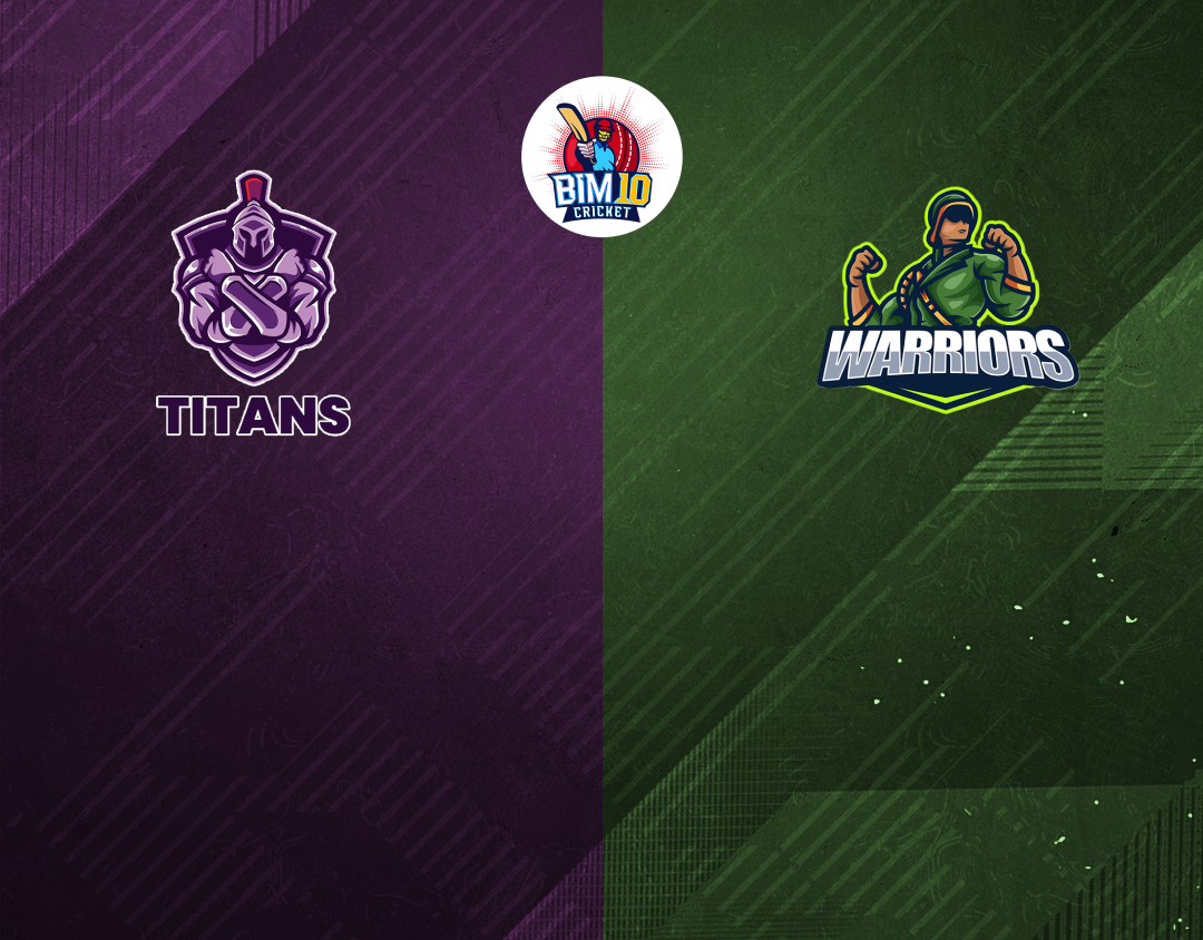 Match 8 of barbados t10, 2024-25: titans vs warriors banner