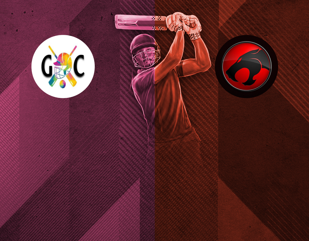 Match 52 of kcc t20 challengers b league, 2024-25: global champs vs thunder cats banner