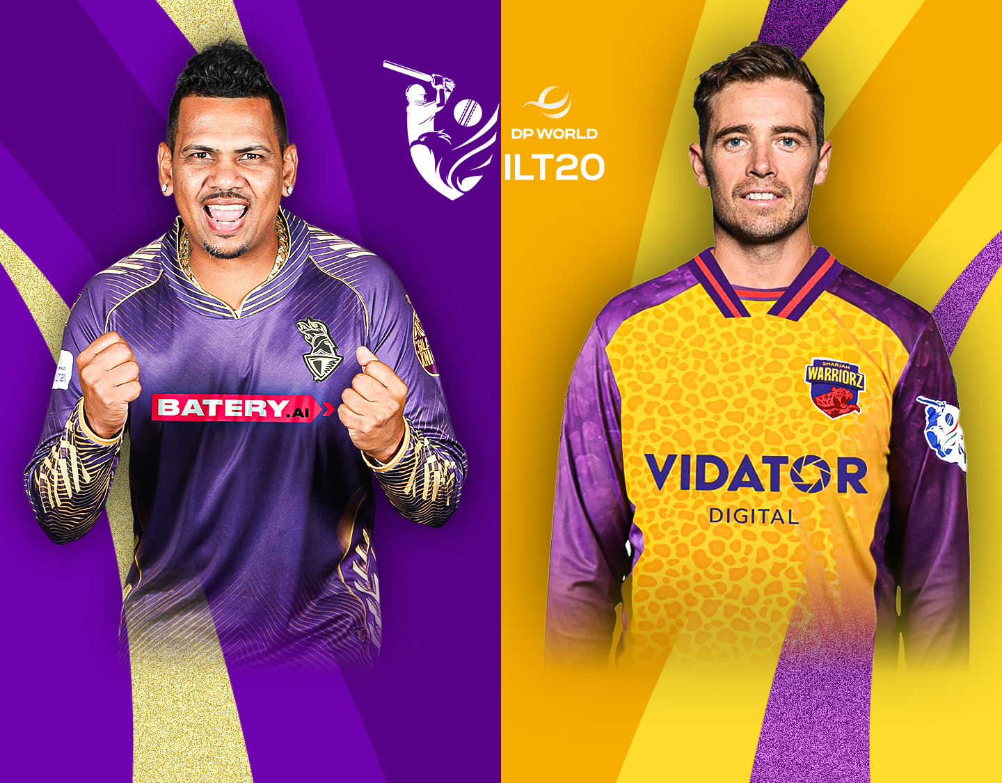 Match 6 of dp world international league t20, 2025: abu dhabi knight riders vs sharjah warriorz banner