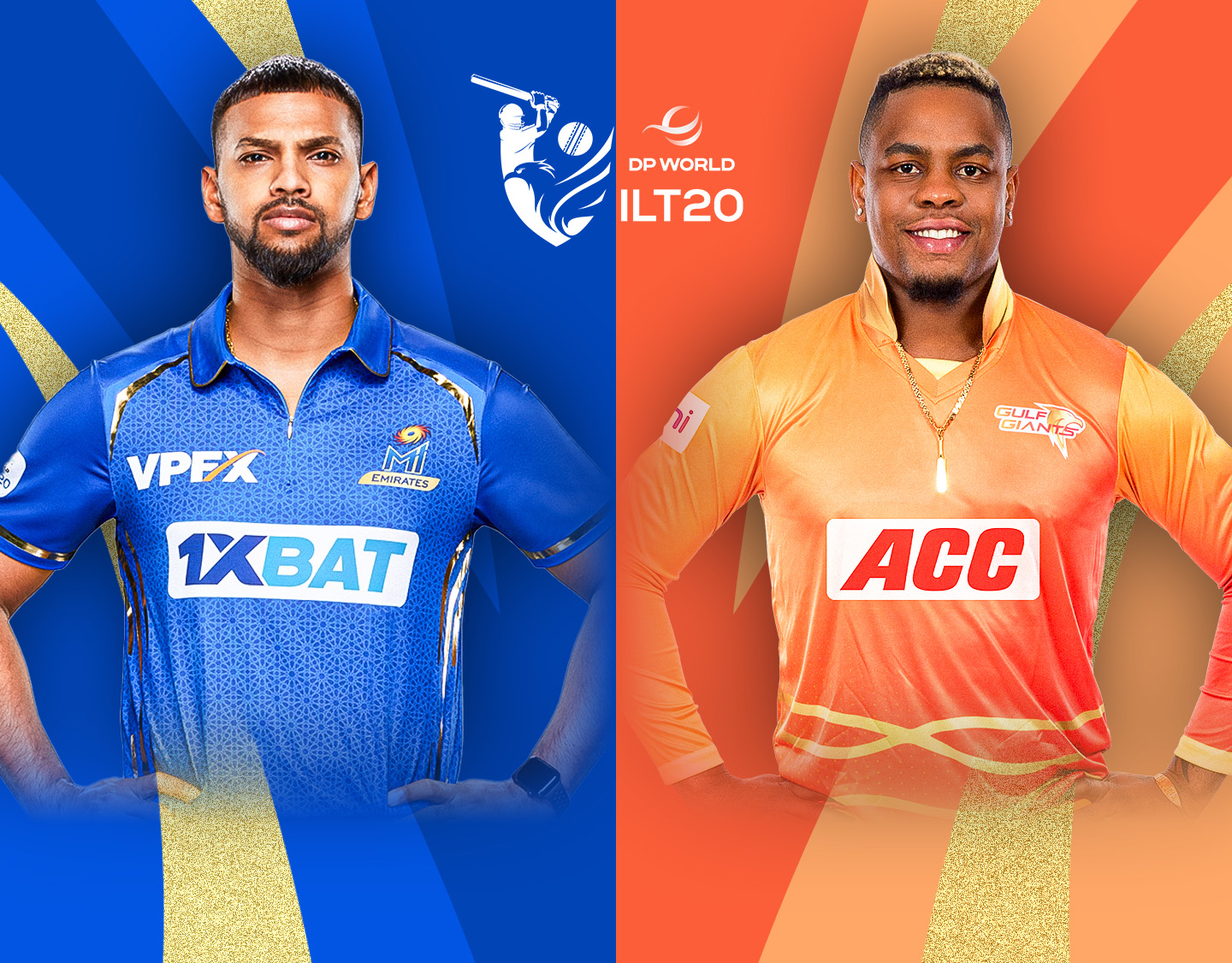 Match 19 of dp world international league t20, 2025: mi emirates vs gulf giants banner