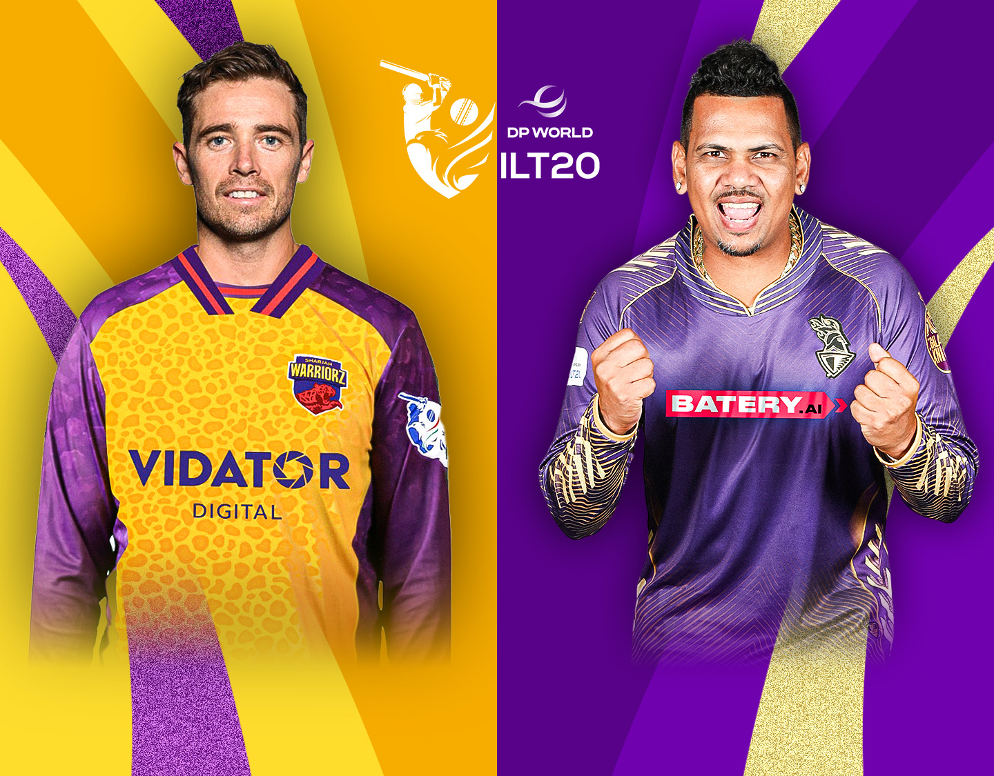 Match 25 of dp world international league t20, 2025: sharjah warriorz vs abu dhabi knight riders banner